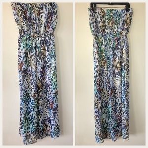 TopShop Leopard Strapless Maxi Dress Size 12